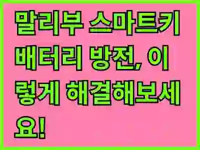 말리부 스마트키 배터리 방전, 이렇게 해결해보세요!