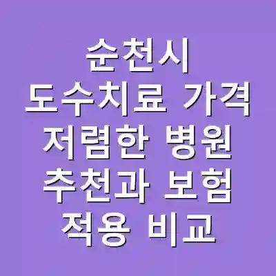 순천시 도수치료 가격 저렴한 병원 추천과 보험 적용 비교