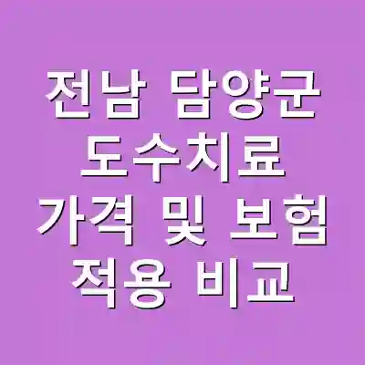 전남 담양군 도수치료 가격 및 보험 적용 비교