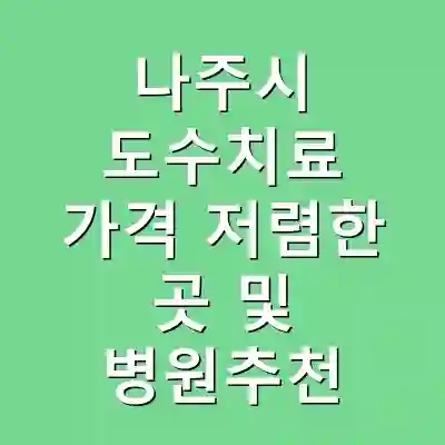 나주시 도수치료 가격 저렴한 곳 및 병원추천