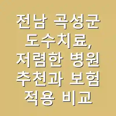 전남 곡성군 도수치료, 저렴한 병원 추천과 보험 적용 비교