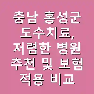 충남 홍성군 도수치료, 저렴한 병원 추천 및 보험 적용 비교