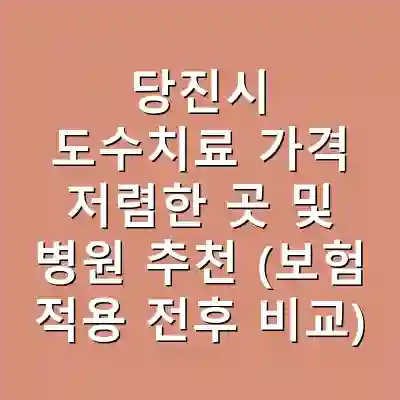 당진시 도수치료 가격 저렴한 곳 및 병원 추천 (보험 적용 전후 비교)