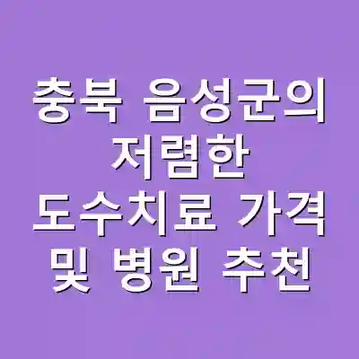 충북 음성군의 저렴한 도수치료 가격 및 병원 추천