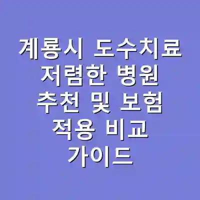 계룡시 도수치료 저렴한 병원 추천 및 보험 적용 비교 가이드