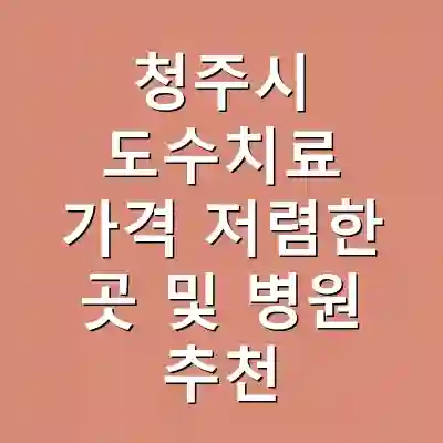 청주시 도수치료 가격 저렴한 곳 및 병원 추천