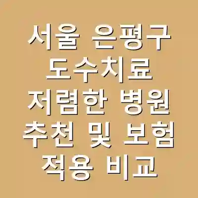 서울 은평구 도수치료 저렴한 병원 추천 및 보험 적용 비교