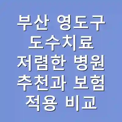 부산 영도구 도수치료 저렴한 병원 추천과 보험 적용 비교